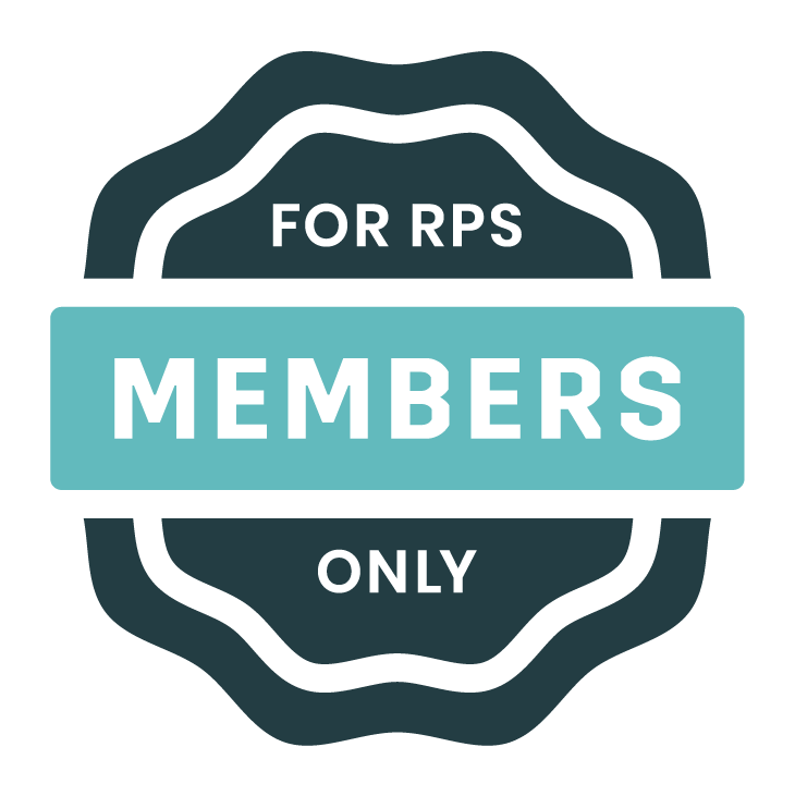 "For RPS members only" rubber stamp graphic